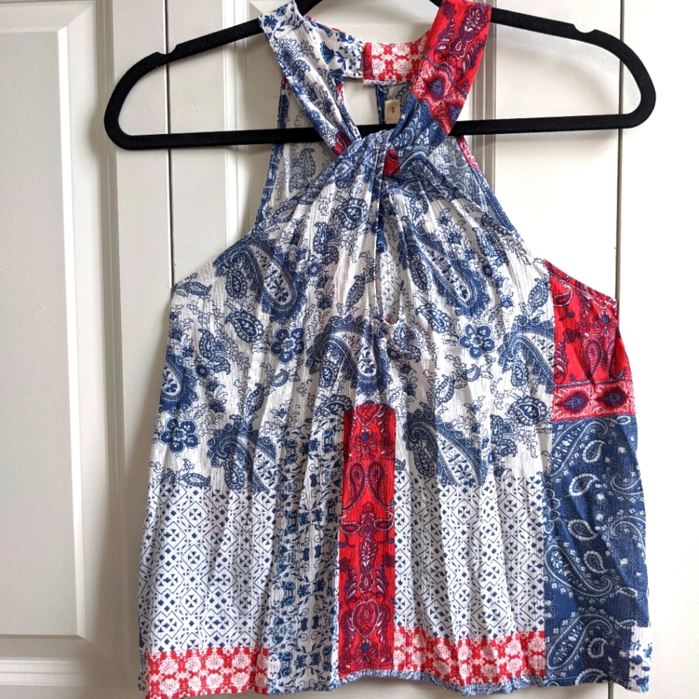 Chloe & Katie Red and Blue Paisley Tank Top